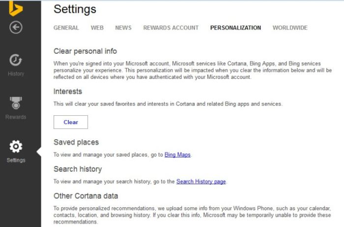 Cortana Aparece en Bing
